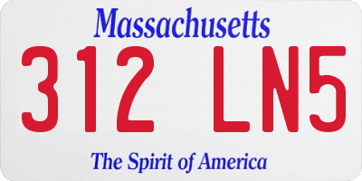 MA license plate 312LN5