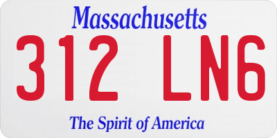MA license plate 312LN6
