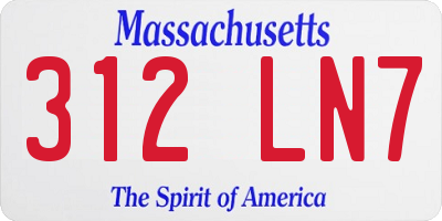 MA license plate 312LN7