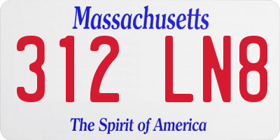 MA license plate 312LN8