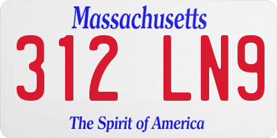 MA license plate 312LN9