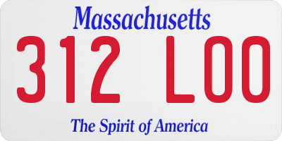 MA license plate 312LO0