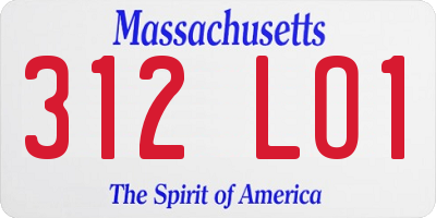 MA license plate 312LO1