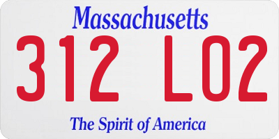 MA license plate 312LO2