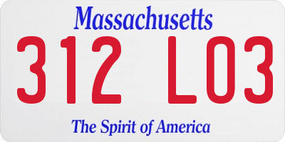 MA license plate 312LO3