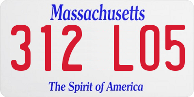 MA license plate 312LO5