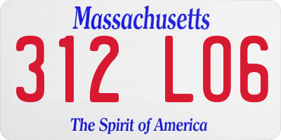 MA license plate 312LO6