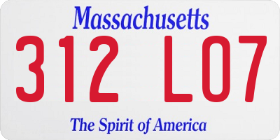 MA license plate 312LO7