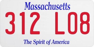 MA license plate 312LO8