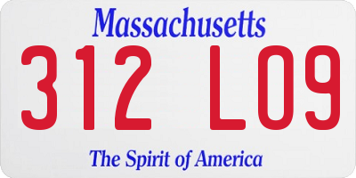 MA license plate 312LO9