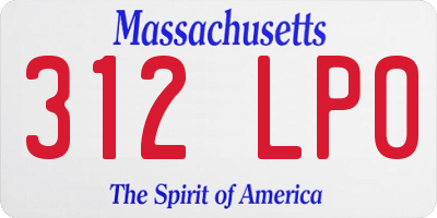 MA license plate 312LP0