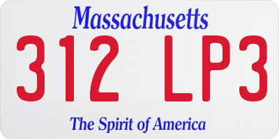 MA license plate 312LP3