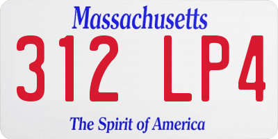 MA license plate 312LP4