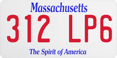 MA license plate 312LP6