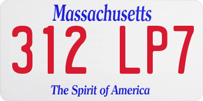 MA license plate 312LP7