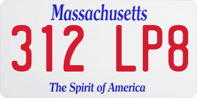 MA license plate 312LP8