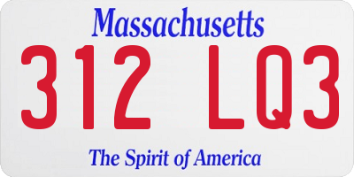 MA license plate 312LQ3
