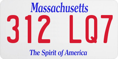 MA license plate 312LQ7