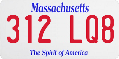 MA license plate 312LQ8