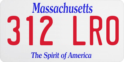 MA license plate 312LR0