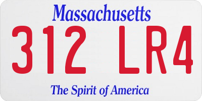 MA license plate 312LR4