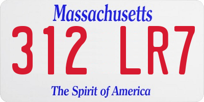MA license plate 312LR7