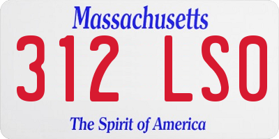 MA license plate 312LS0