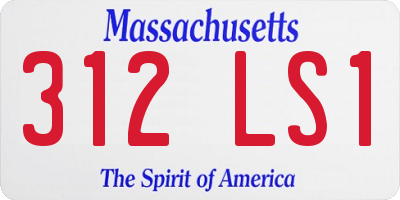 MA license plate 312LS1
