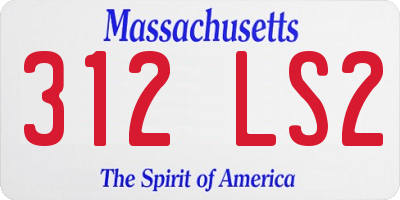 MA license plate 312LS2