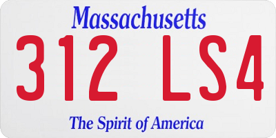 MA license plate 312LS4