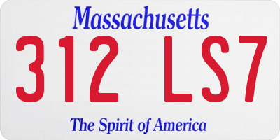 MA license plate 312LS7