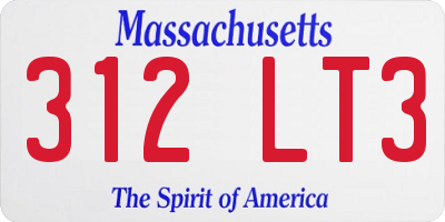 MA license plate 312LT3