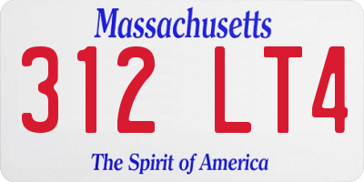 MA license plate 312LT4
