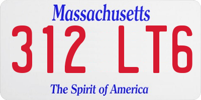 MA license plate 312LT6
