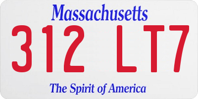 MA license plate 312LT7