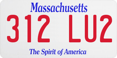 MA license plate 312LU2