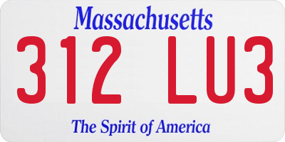 MA license plate 312LU3