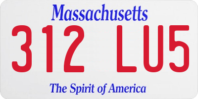 MA license plate 312LU5