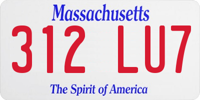 MA license plate 312LU7