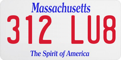 MA license plate 312LU8