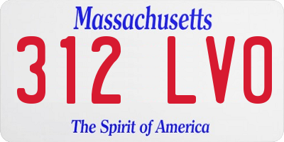 MA license plate 312LV0