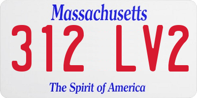 MA license plate 312LV2