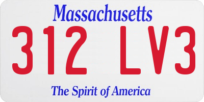 MA license plate 312LV3