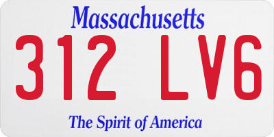 MA license plate 312LV6