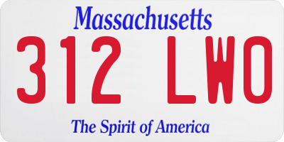 MA license plate 312LW0