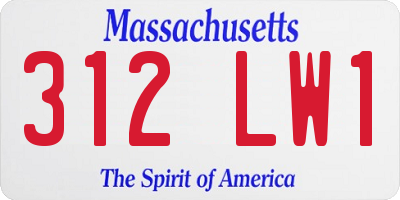 MA license plate 312LW1