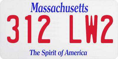 MA license plate 312LW2