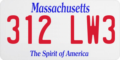 MA license plate 312LW3