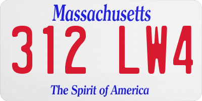 MA license plate 312LW4