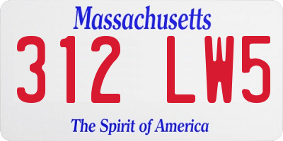 MA license plate 312LW5